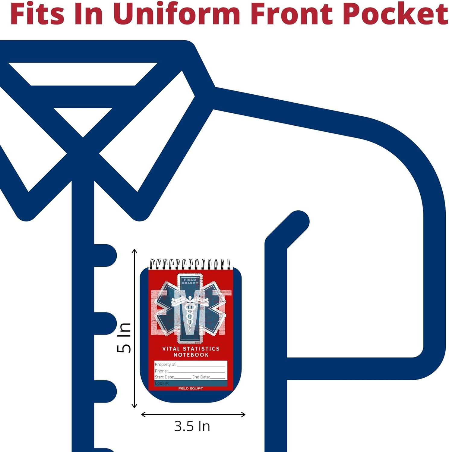 EMT Vital Statistics Notepad – 6 Pack Vitals Notebook for First Responder Note P