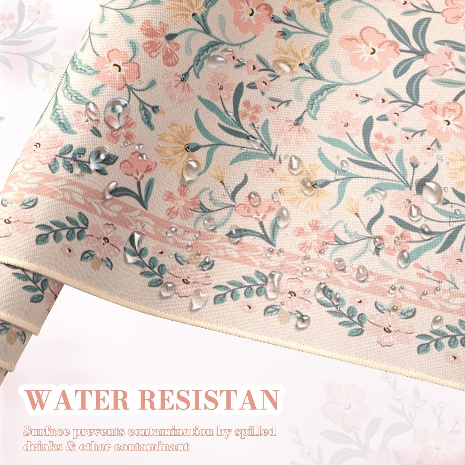 iCasso Pink Floral Desk Mat, Pad, XXL Large 35.4″ x 15.7″, A-pink