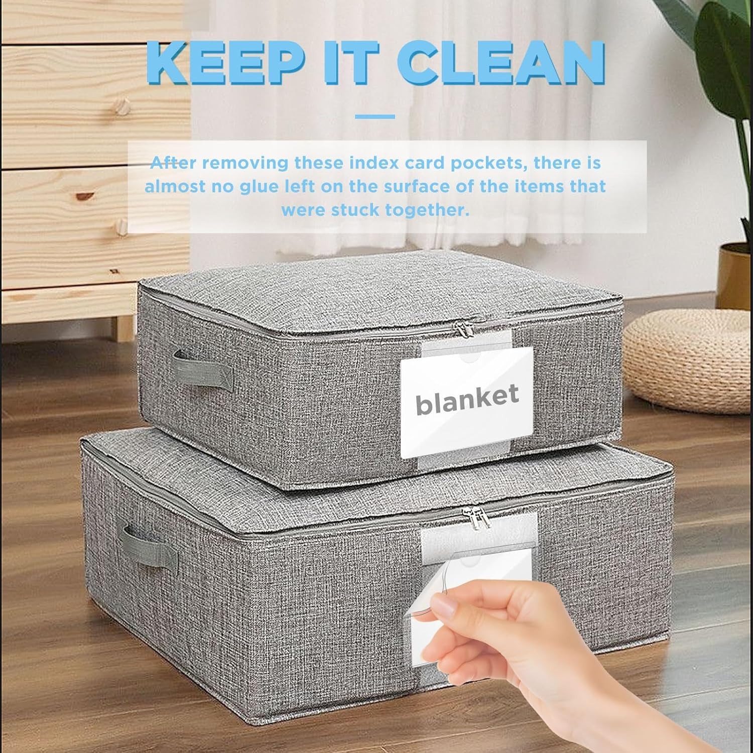 56 Pack Clear Self-Adhesive Pockets 3 X 5 Index Card Pockets with Top Open Lo