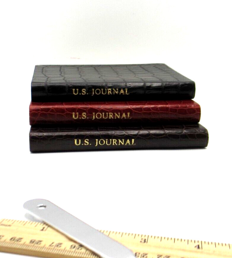 United States Travel Journal 6″ Soft Leather Cover Graphic Image 1995 Croc BROWN