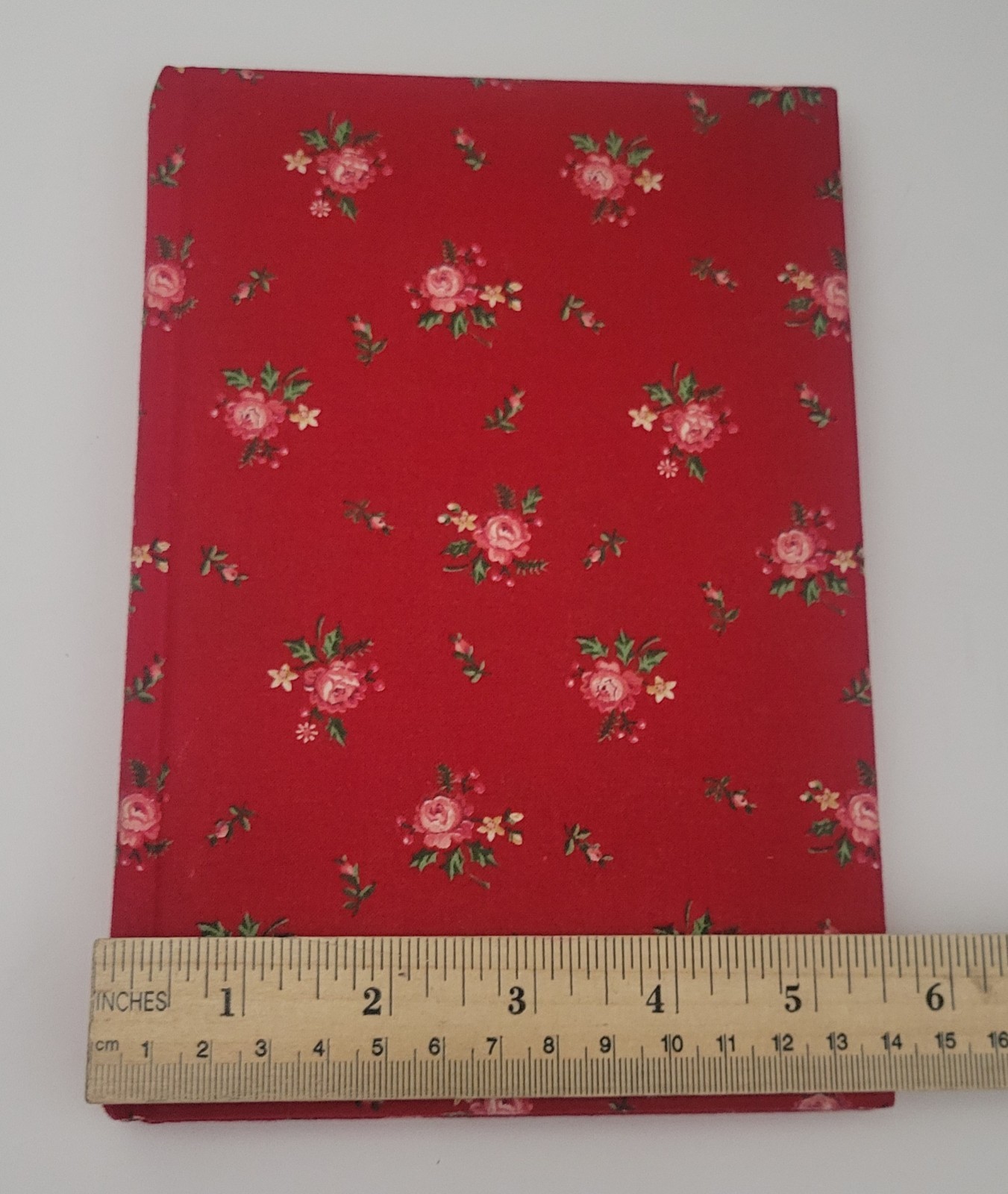 Vintage Blank Journal Red Floral Fabric Cover New Old Stock