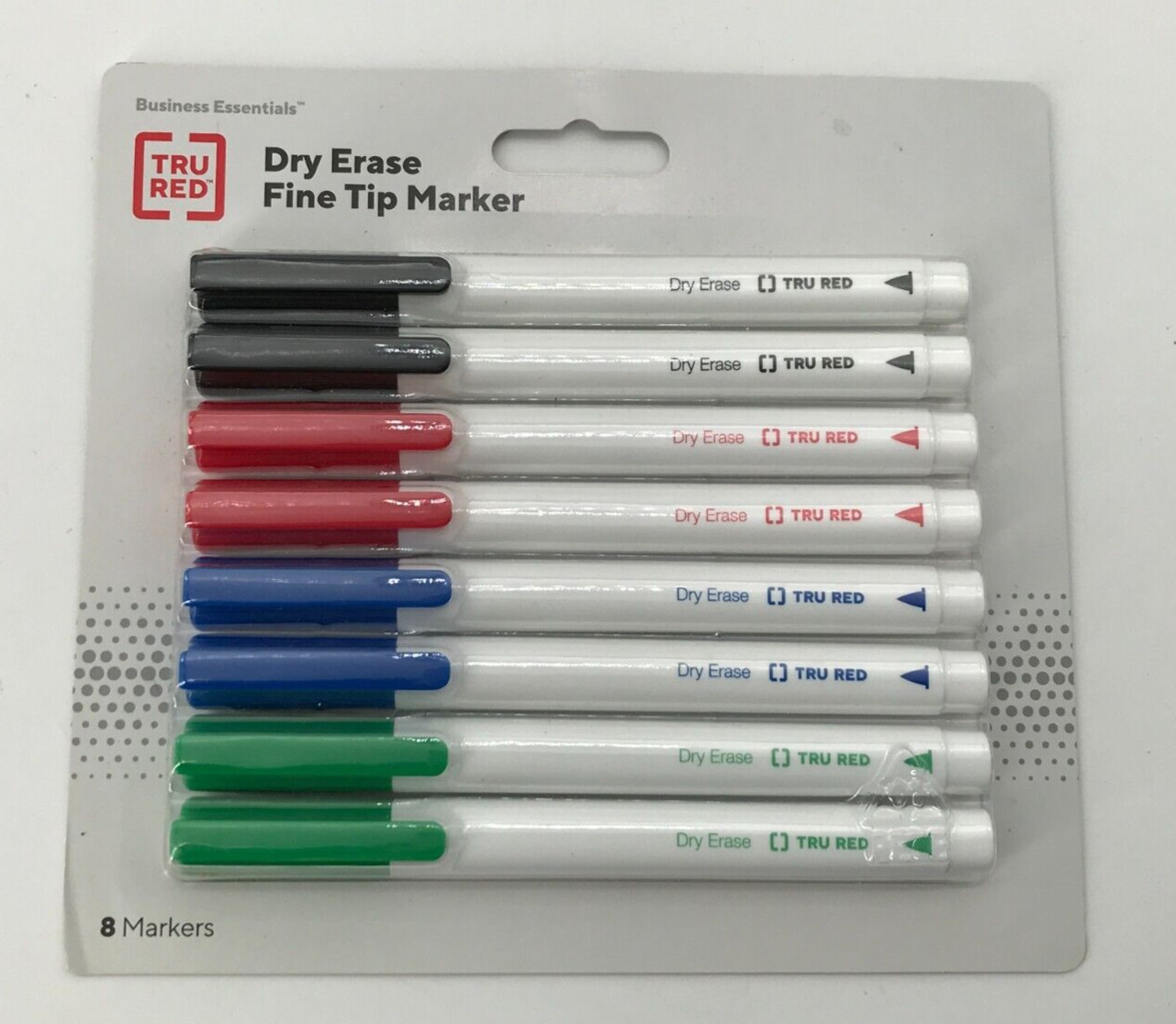 TRU RED Dry Erase Markers, Fine Tip, Assorted, 8/Pack – Green Blue Red Black