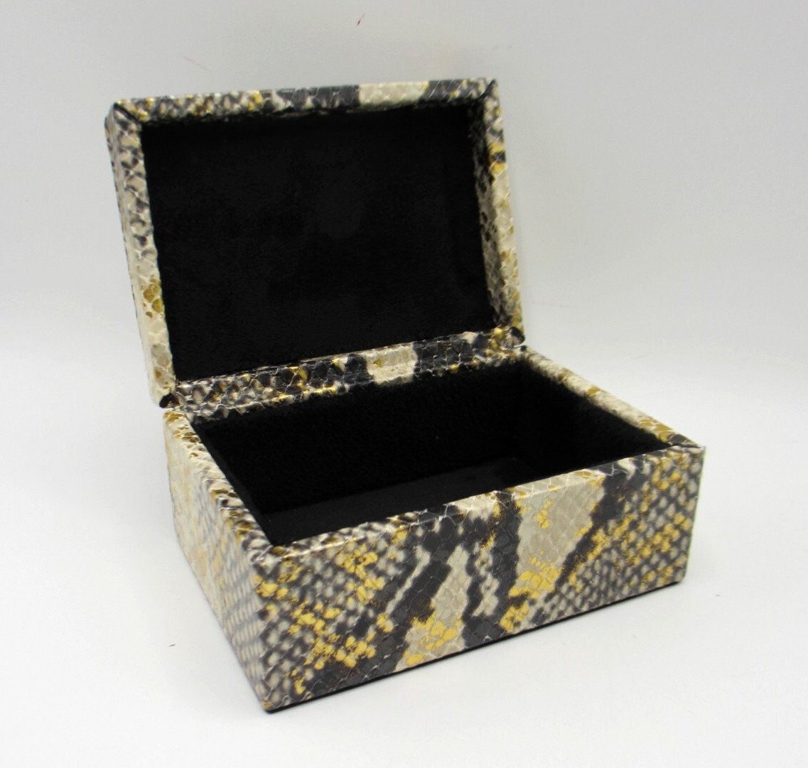 Leather Box Small Python Embossed Graphic Image New