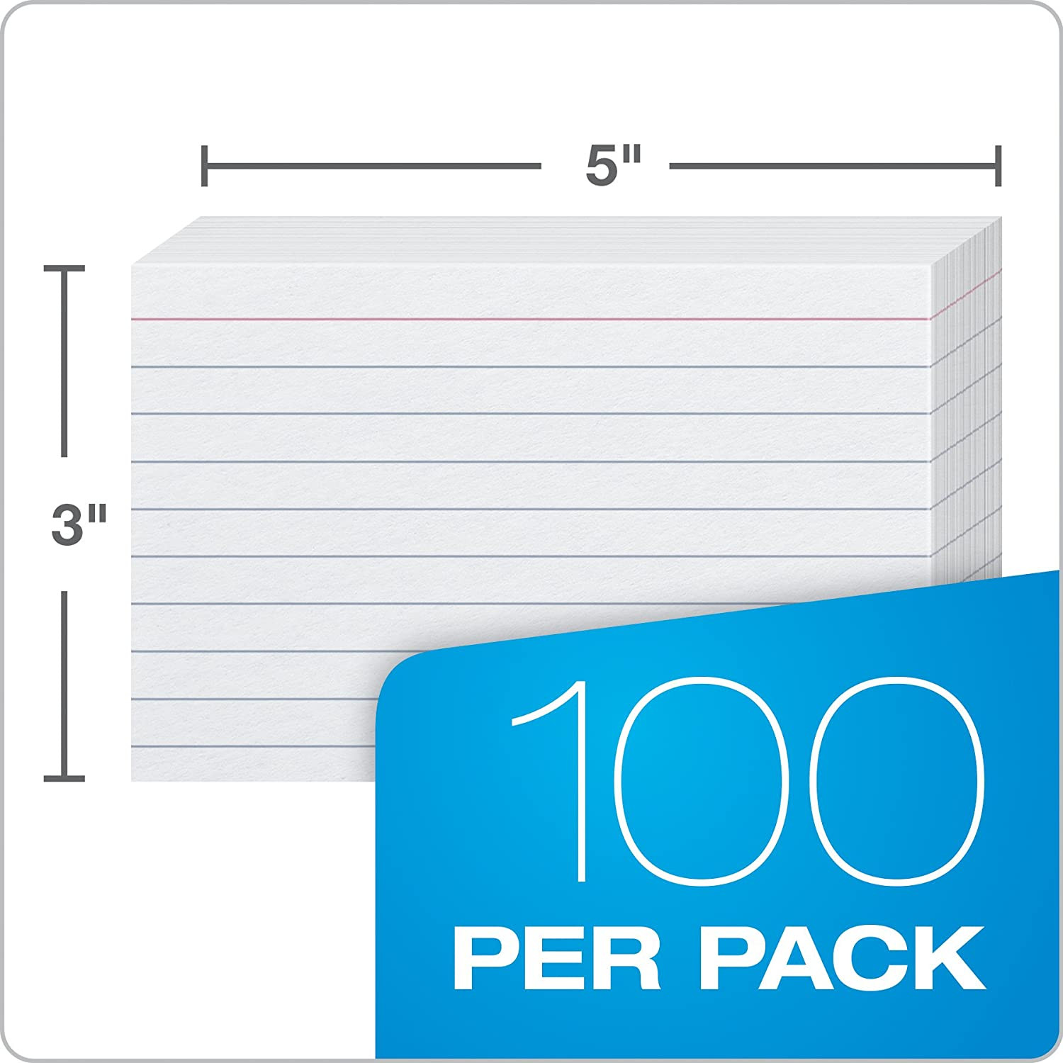 Heavyweight Ruled Index Cards, 3″ x 5″, White, 100 Per Pack (63500)