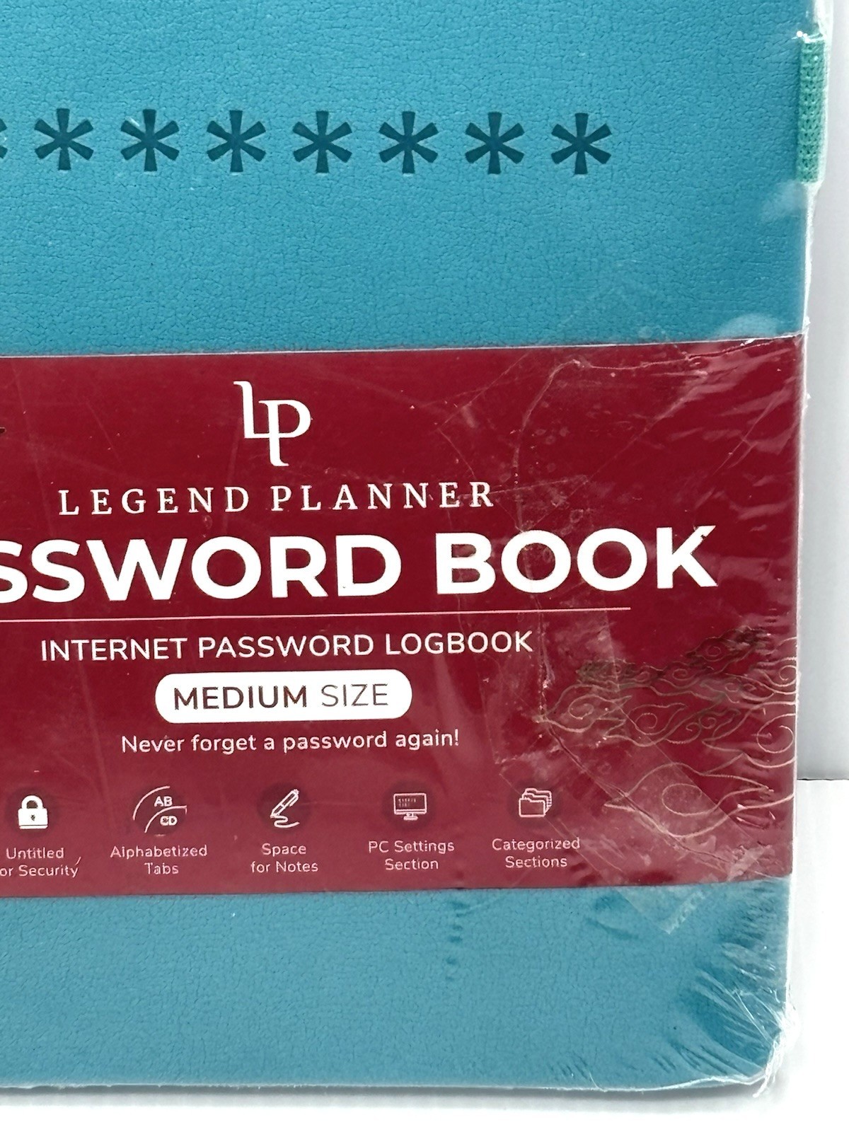 Legend Planner Password Book – Medium Turquoise Hardcover Internet Logbook-NEW