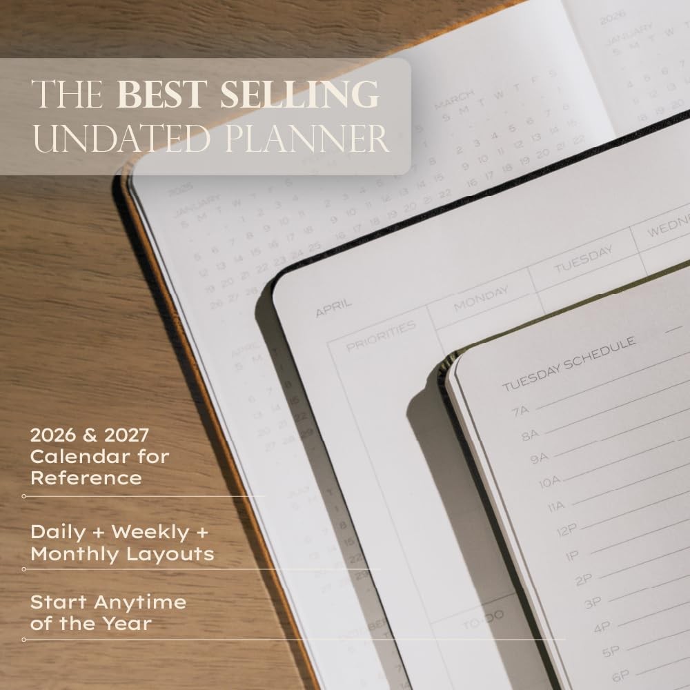 Anecdote Daily Planner w/ 2026-2027 Calendar | Start Anytime 26 Weeks Undated…