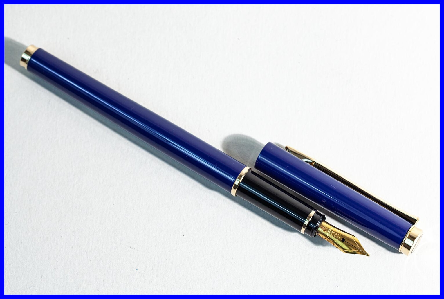 New Classic PELIKAN P 371 Fountain Pen in Blue & Gold with Medium Steel Nib