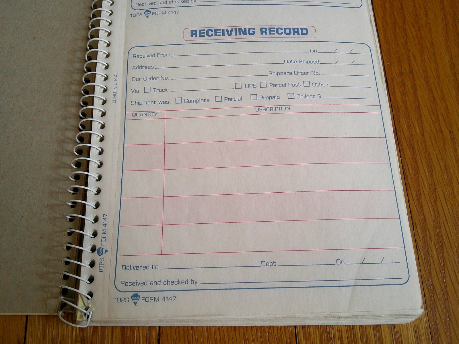 Carbonless Receiving Record Slips Carbonless 100 Duplicat Receipt Sets 1991 Tops