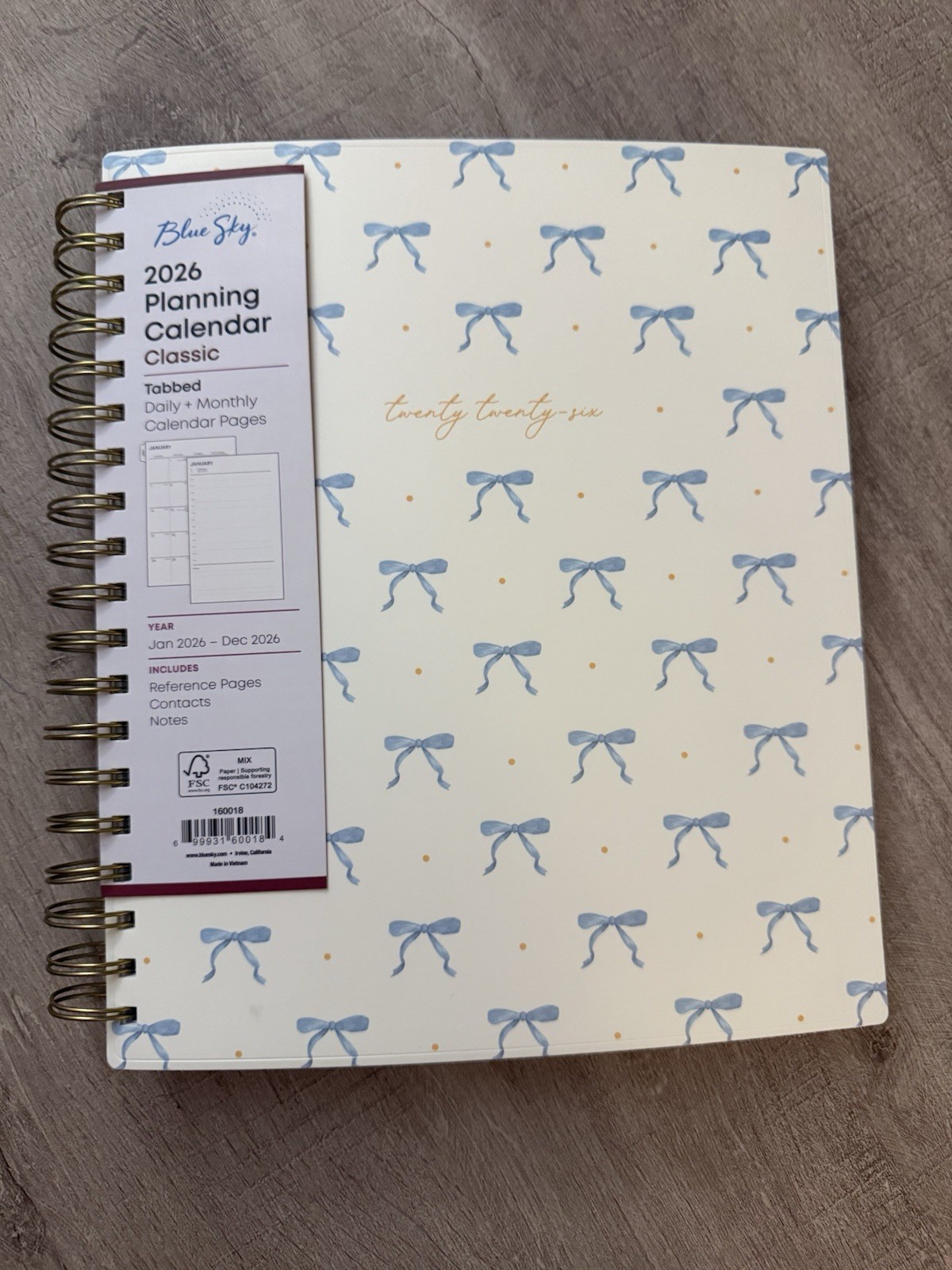 Blue Sky 2026 Daily and Monthly Planner Calendar, January – December Blue Bows