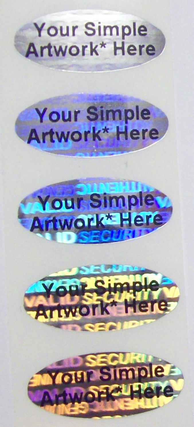 SVOc 1000 Custom Print SVAG Oval Hologram Tamper Evident Sticker Label Seals