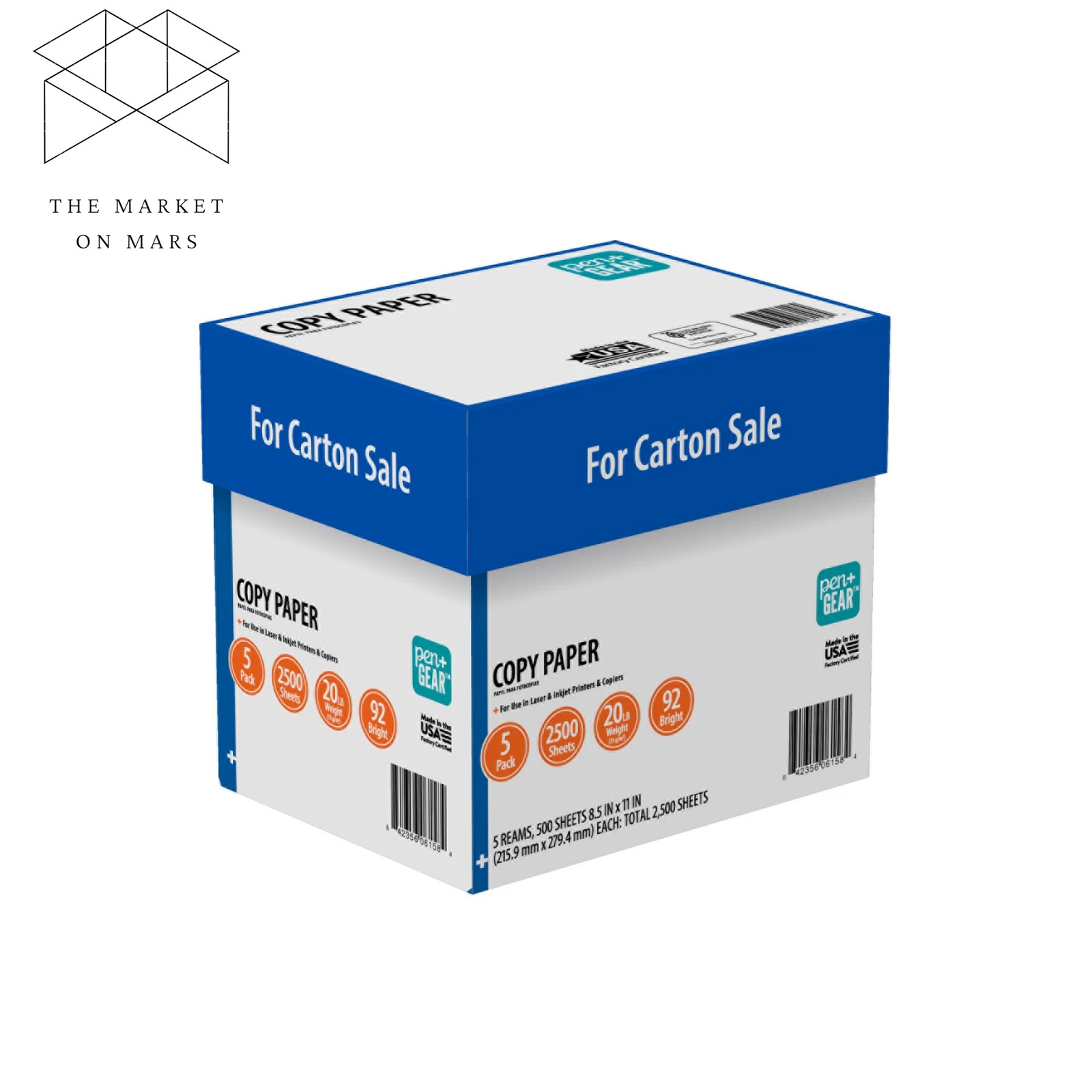 Pen + Gear Copy Paper, 8.5″ X 11″, 92 Bright, 20 Lb., 5 Ream Case (2,500 Sheets)