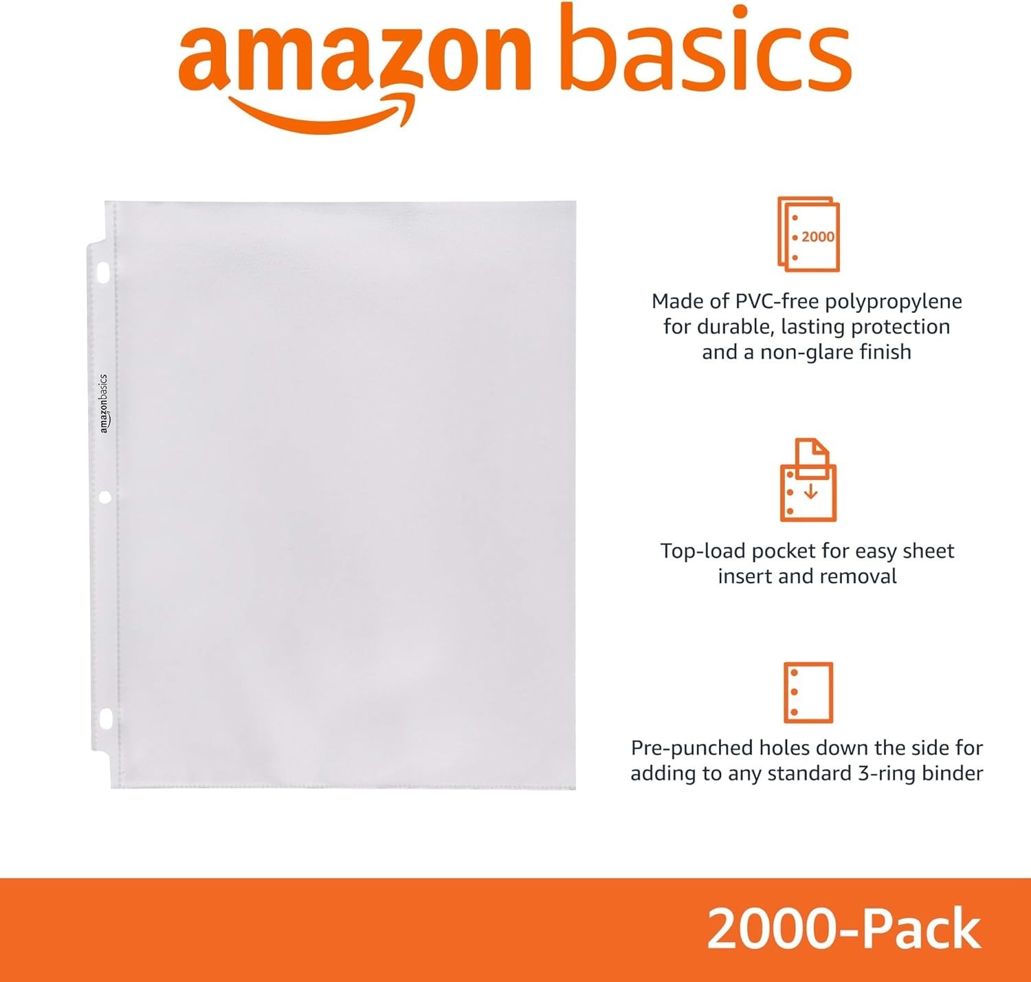Top-Loading Non-Glare Sheet Protectors, 2000 Count for Clean Document Display