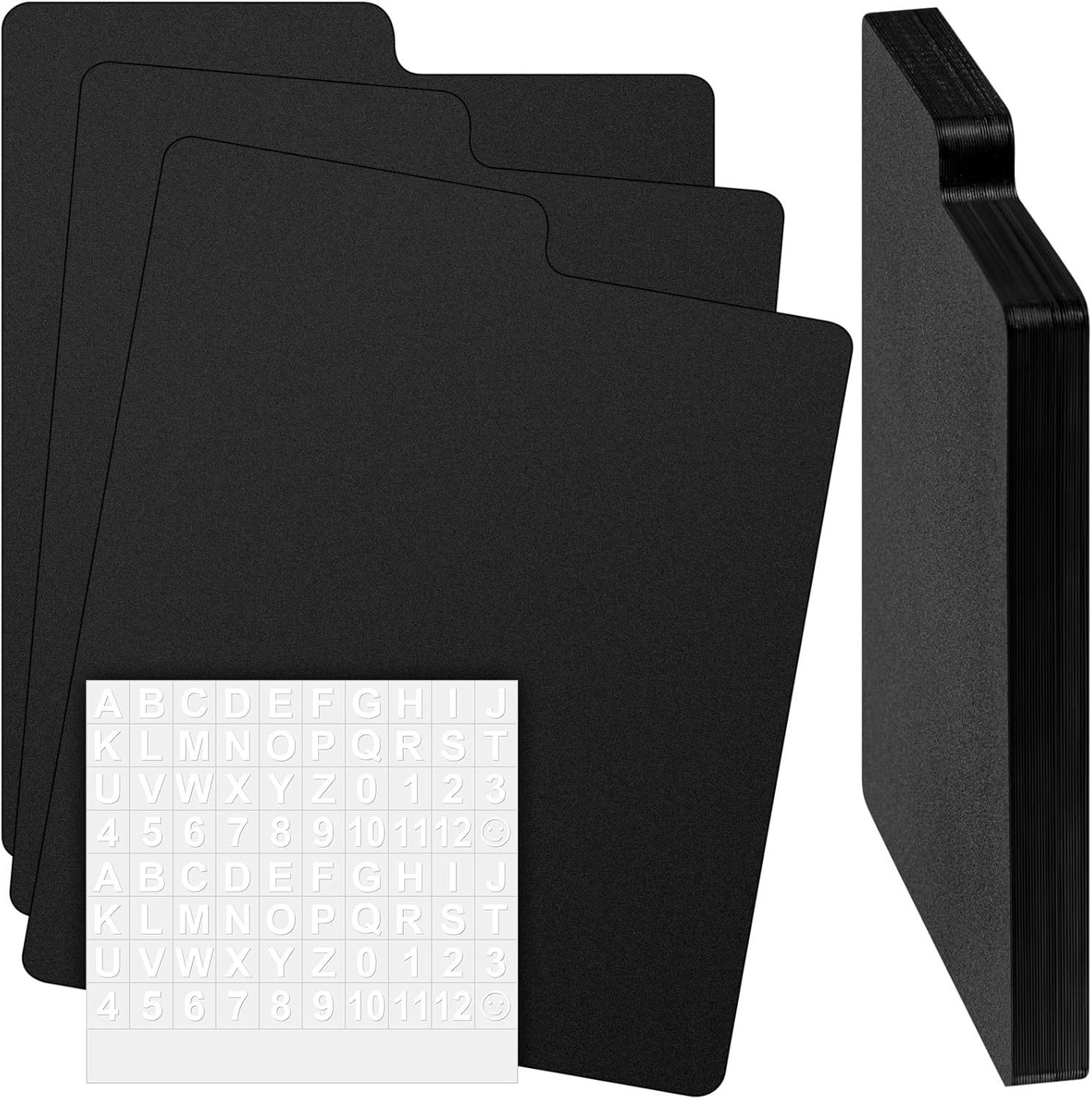26 Pcs CD DVD Dividers with Tabs, Black Vinyl, 5×5.5 Inch Polypropylene Storage