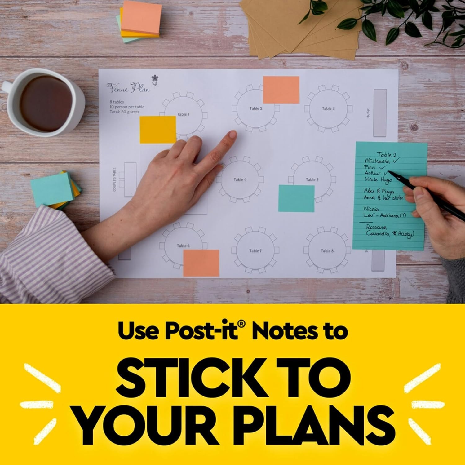 Notes, 4 in x 6 in, 5 Lined Sticky Note Pads, 100 Sheets per Pad, Beachside C…