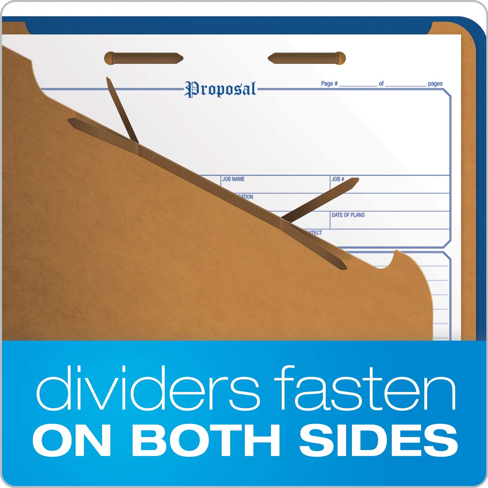 ® Classification Folders 2 Dividers 2″ Fasteners Letter Dark Blue 10/Box 24132P