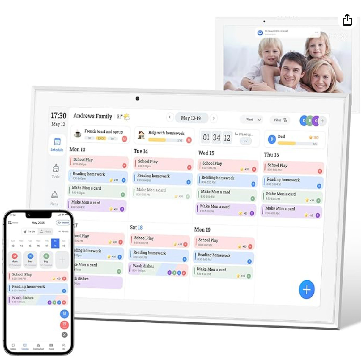 10.1″ Digital Calendar & Smart Touchscreen Planner, Electronic Calender w/ chore