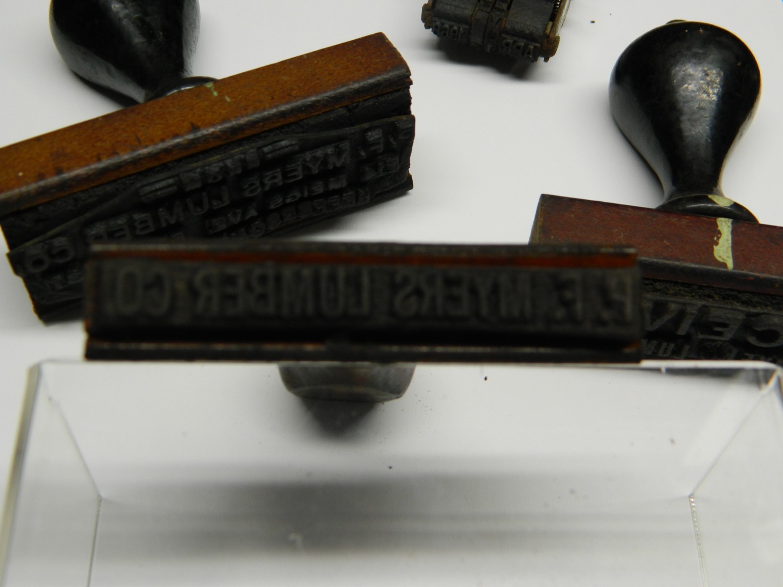 Vtg Office Rubber Stamps PF Myers Lumber Jeffersonville Indiana