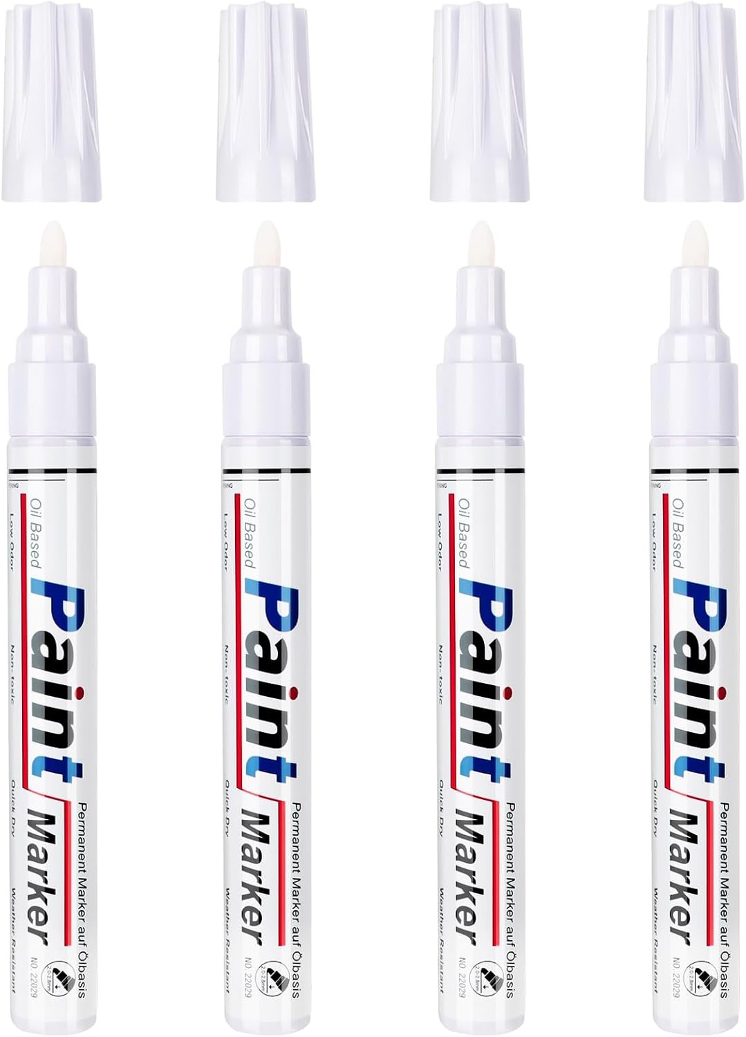 White Paint Pen Permanent Marker Waterproof 4 Pack 1 Count (Pack of 4),