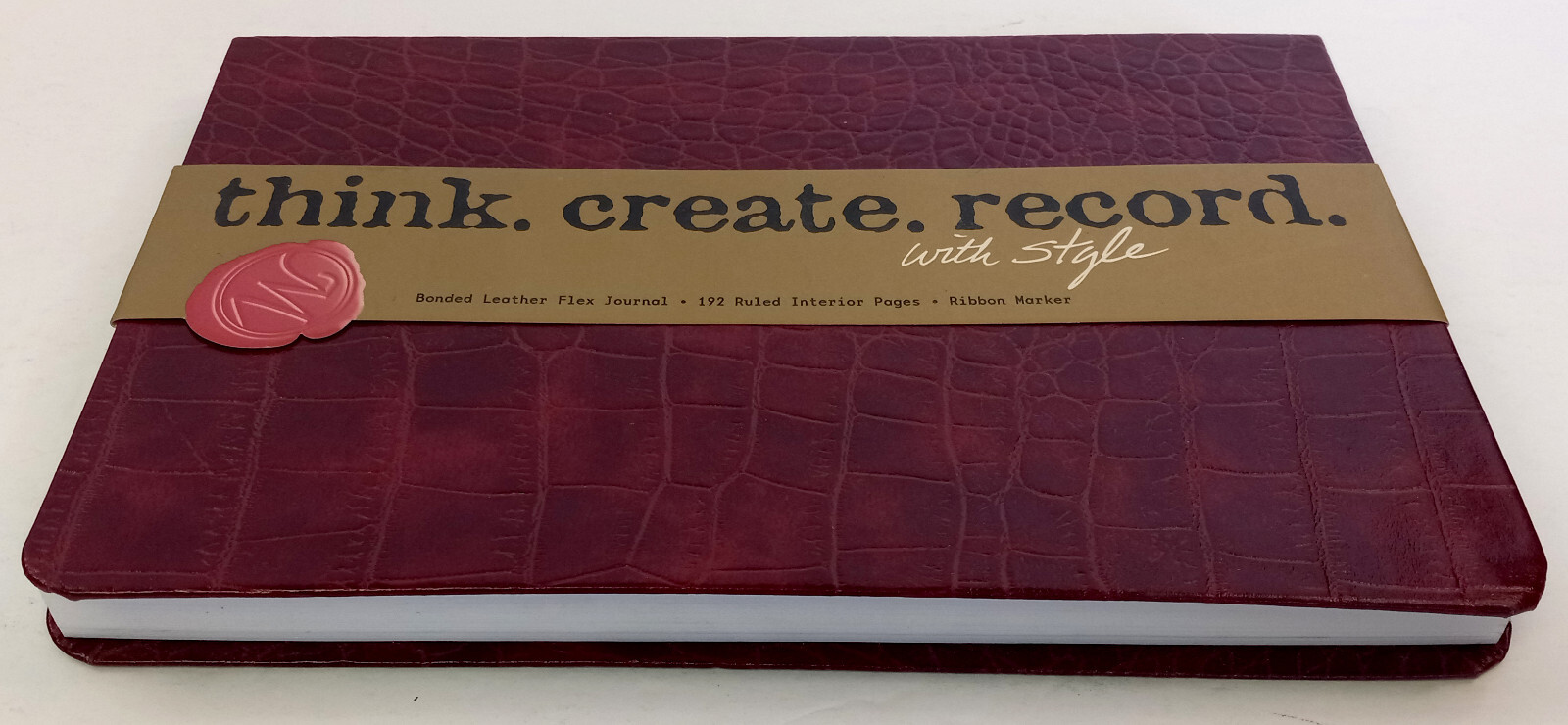Notebook 192 Pages Ruled Bonded Leather Brown Markings by C.R. Gibson Blank