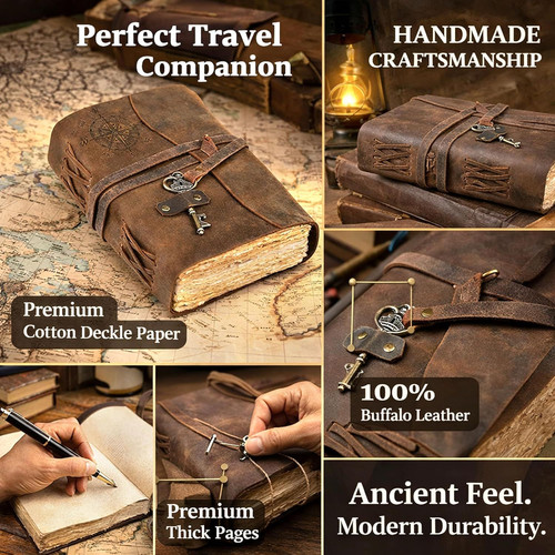 cuero Compass Vintage Leather Journal Antique 4 Inch X 6 Inch, Brown