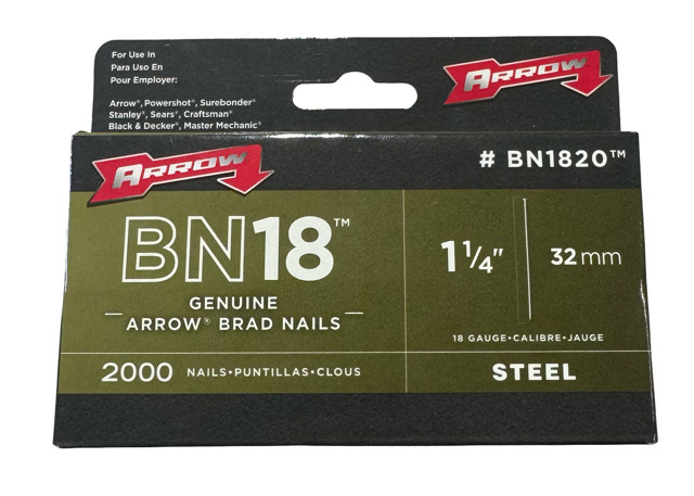 Arrow Fastener BN1820 Genuine 1-1/4″ Brad Nails 18 Gauge 2000 Pack