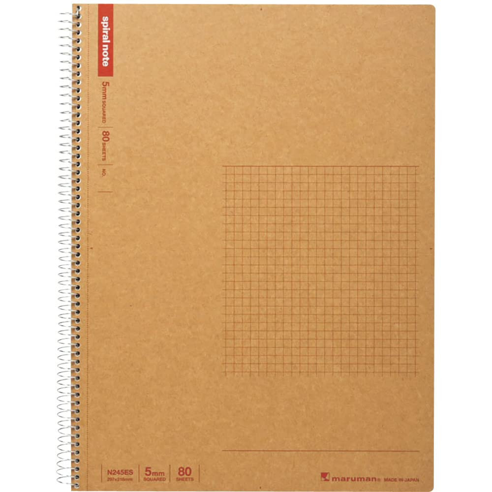 Maruman Spiral Note Basic A4 Notebook 160 Pages 5mm Square Grid Made in Japan