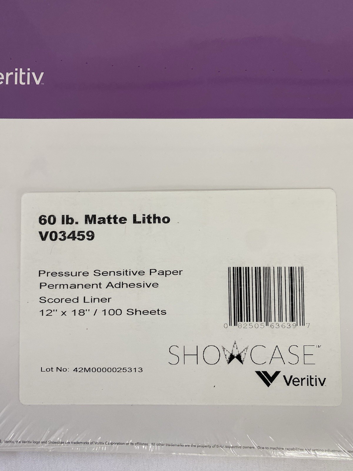 Showcase 60-lbs White Matte Litho Scored Pressure Sensitive Paper 12×18