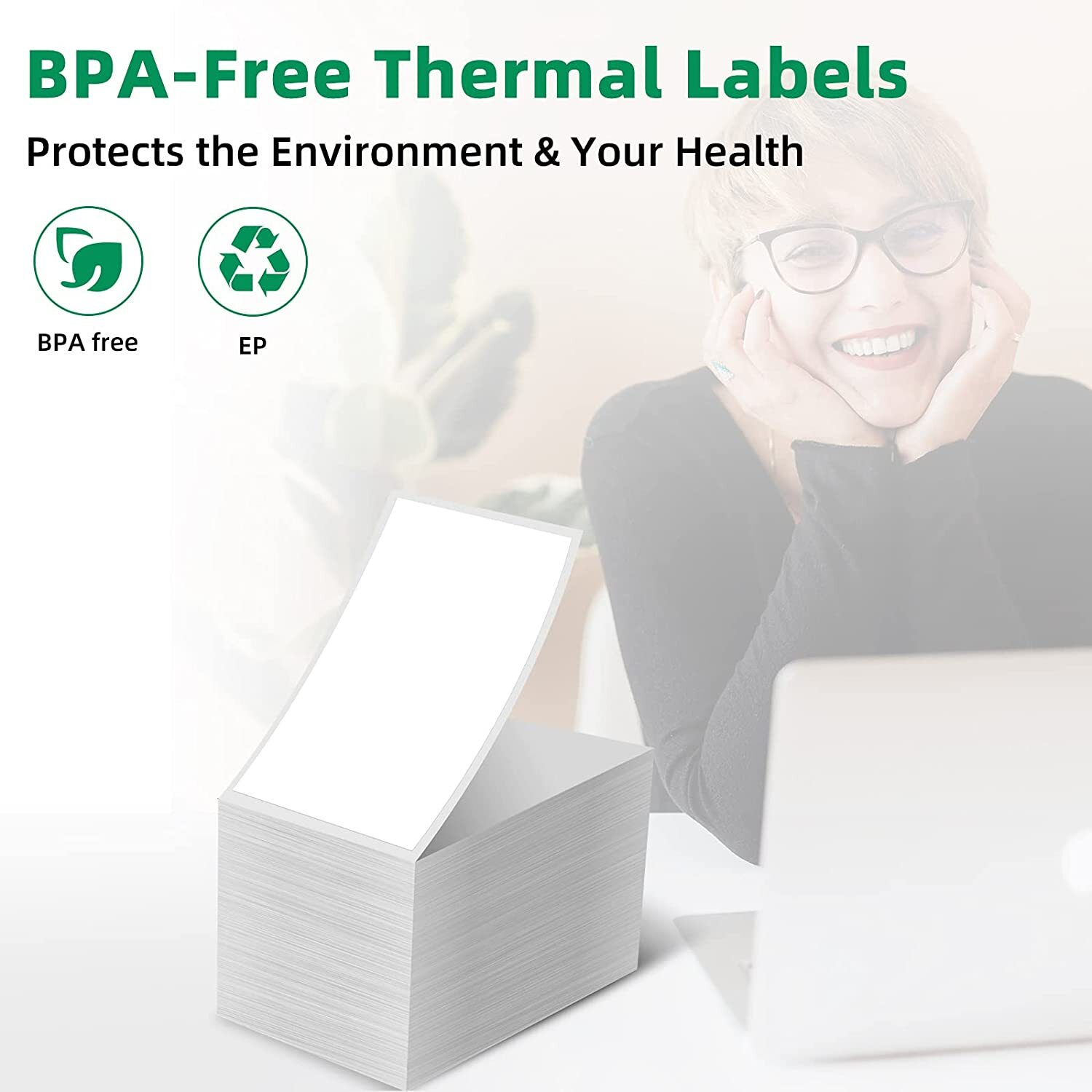 Phomemo 4 x 6 Fanfold Thermal Shipping Labels Paper for Zebra & Rollo Printers