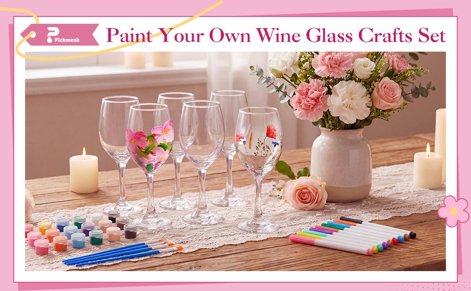 Paint Your Own Wine Glass Crafts Glass Painting DIY Markers Acrylic Paint with