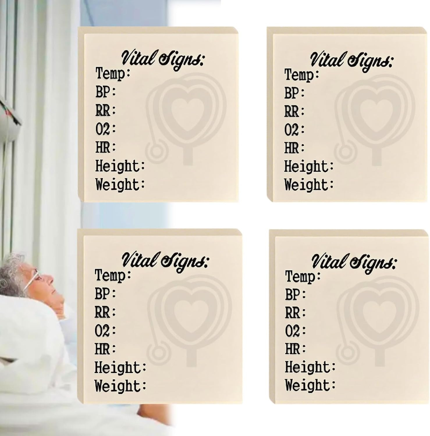 200 Nurse Sticky Notes for Vital Signs – 3″ Health Monitoring Notepad Pack