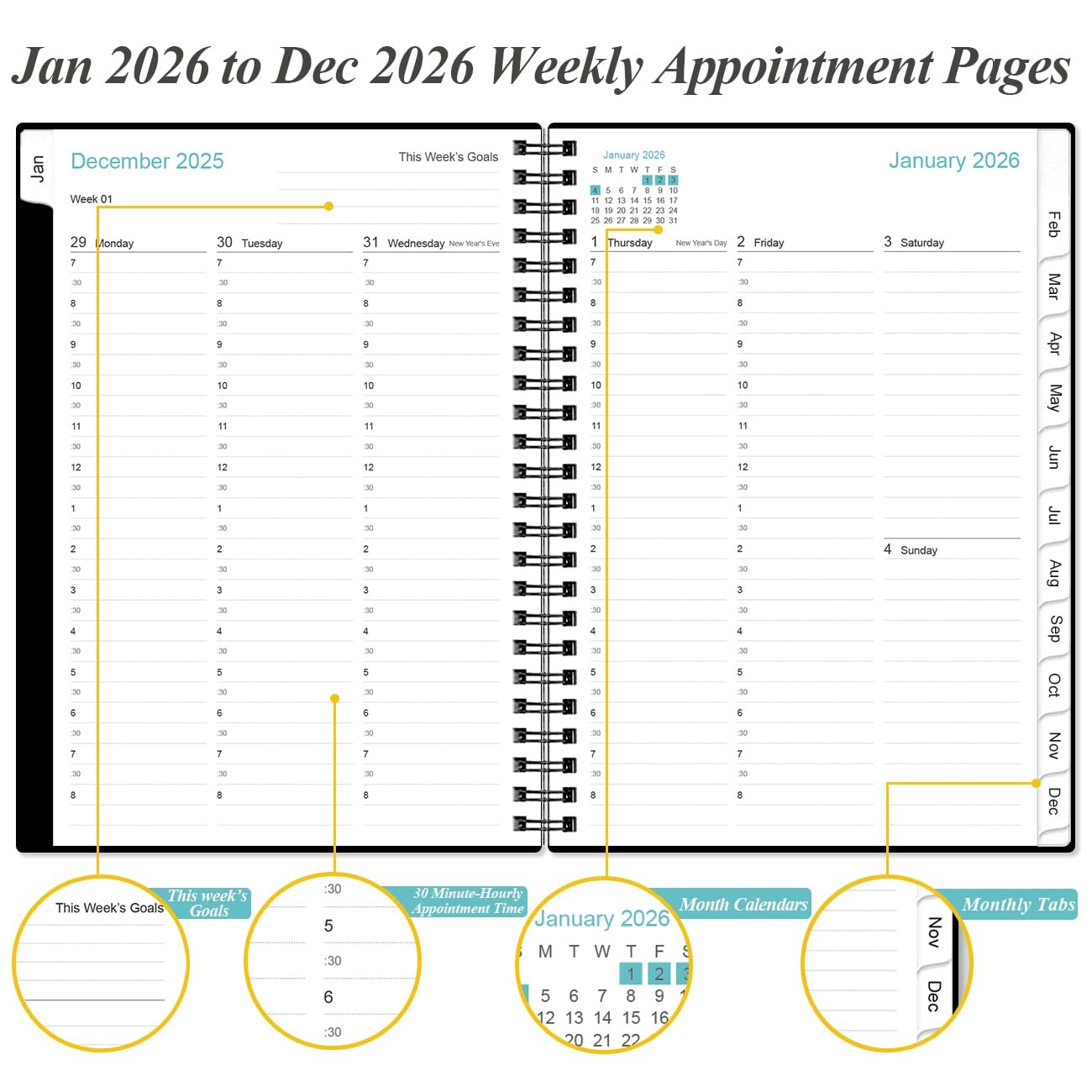 2026 Appointment Book Planner – 2026 Daily Hourly Planner from January 2026 …
