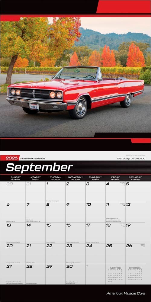 American Muscle Cars OFFICIAL | 2026 12×24″ Square Wall Calendar | Plastic-Free