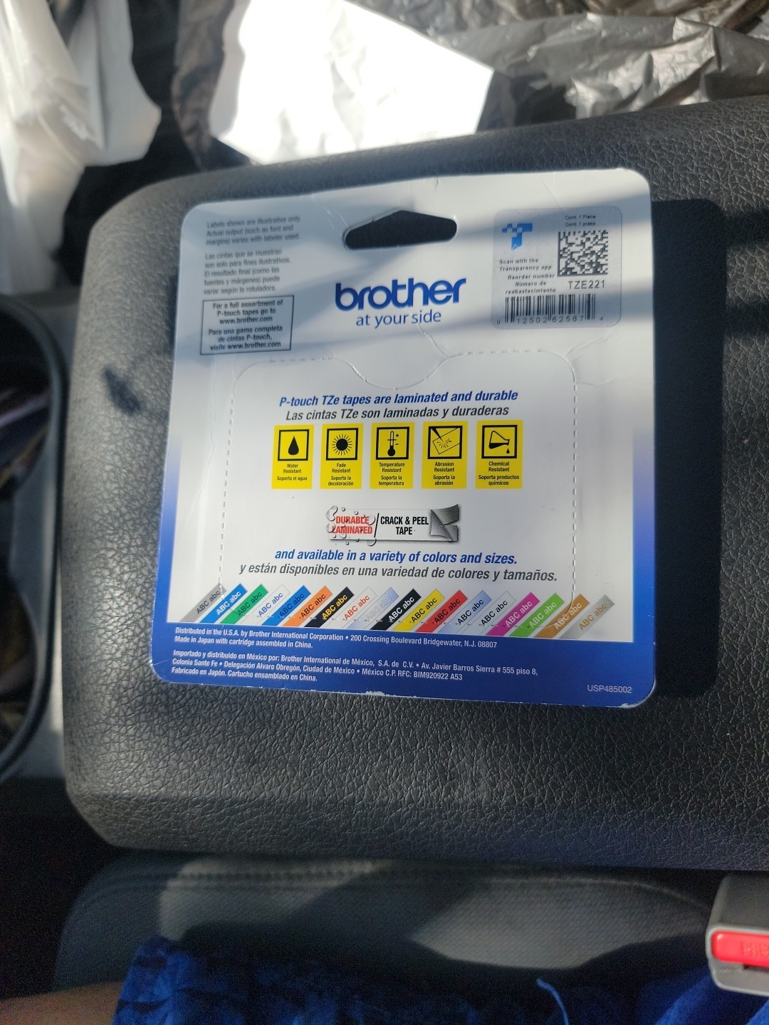 New Brother OEM7 P-touch TZe-141 3/8″ Black Ink/White Tape .35″× 26.2′ 9mm x 8m