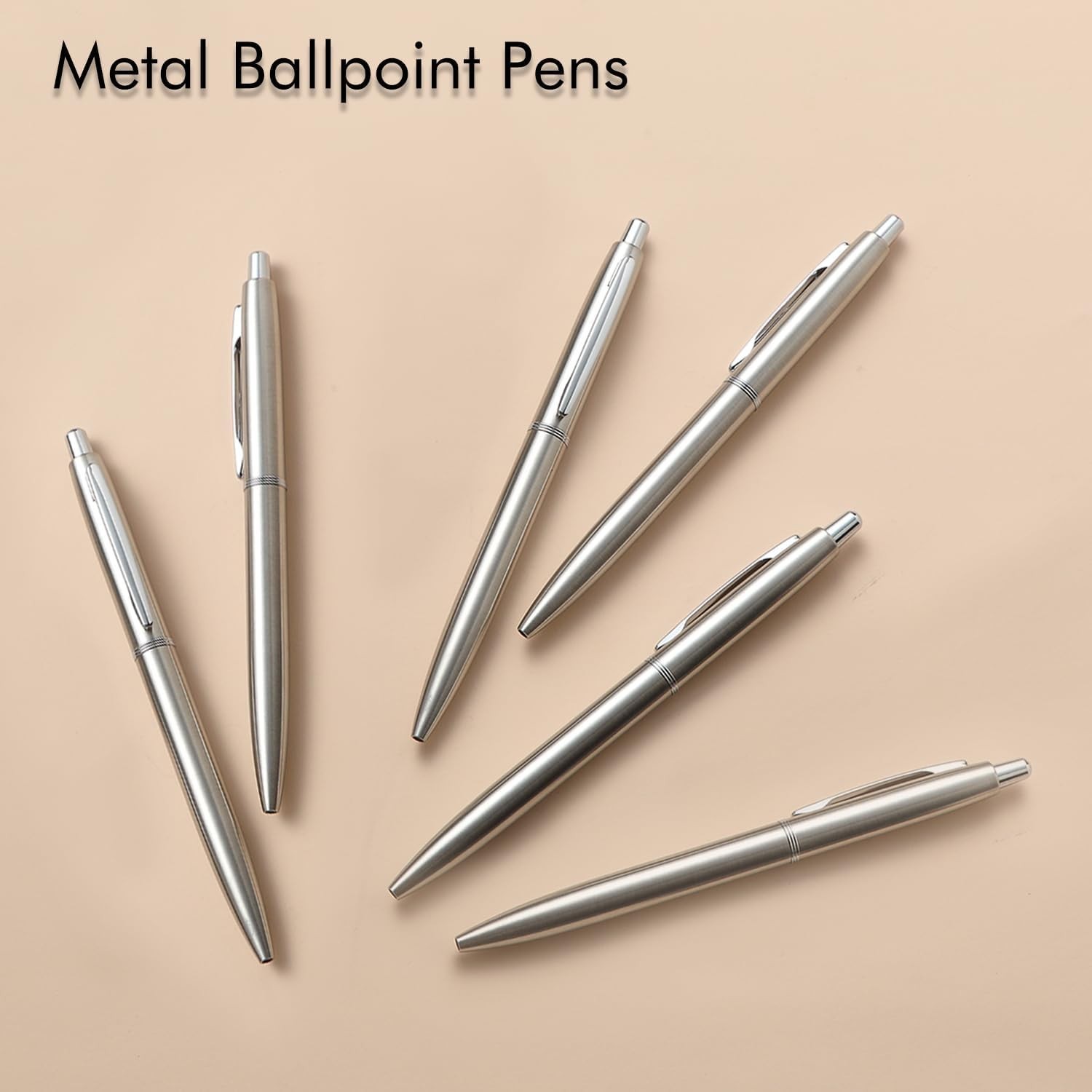 6 Pcs Retractable Metal Ballpoint Pens, for Gift, Business, Office, 1.0mm Med…