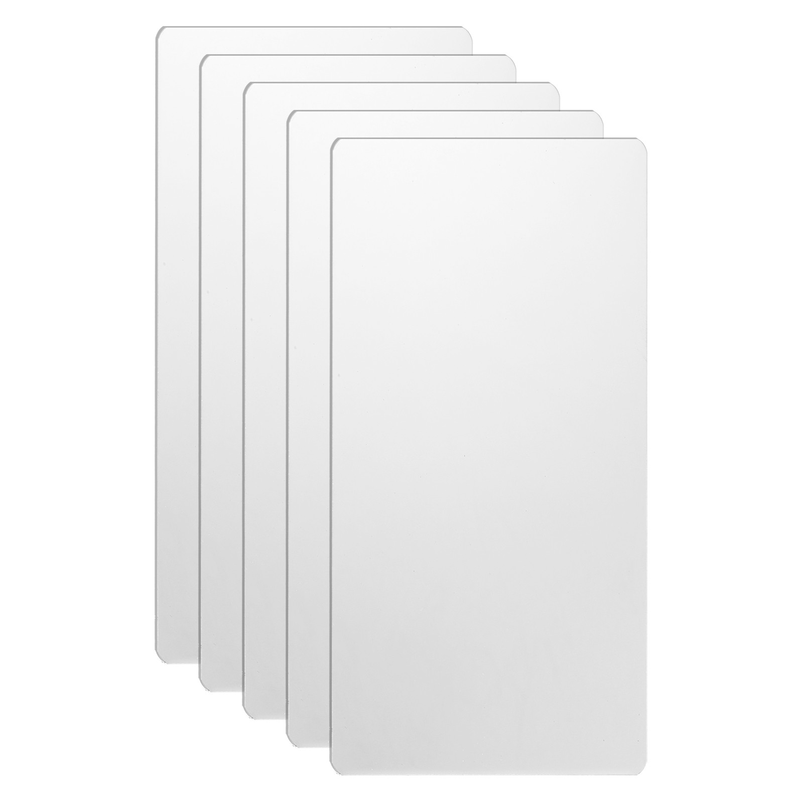 5pcs Metal Business Cards Blanks 3.9x2x0.02 Inch Mirror Laser Engrave White