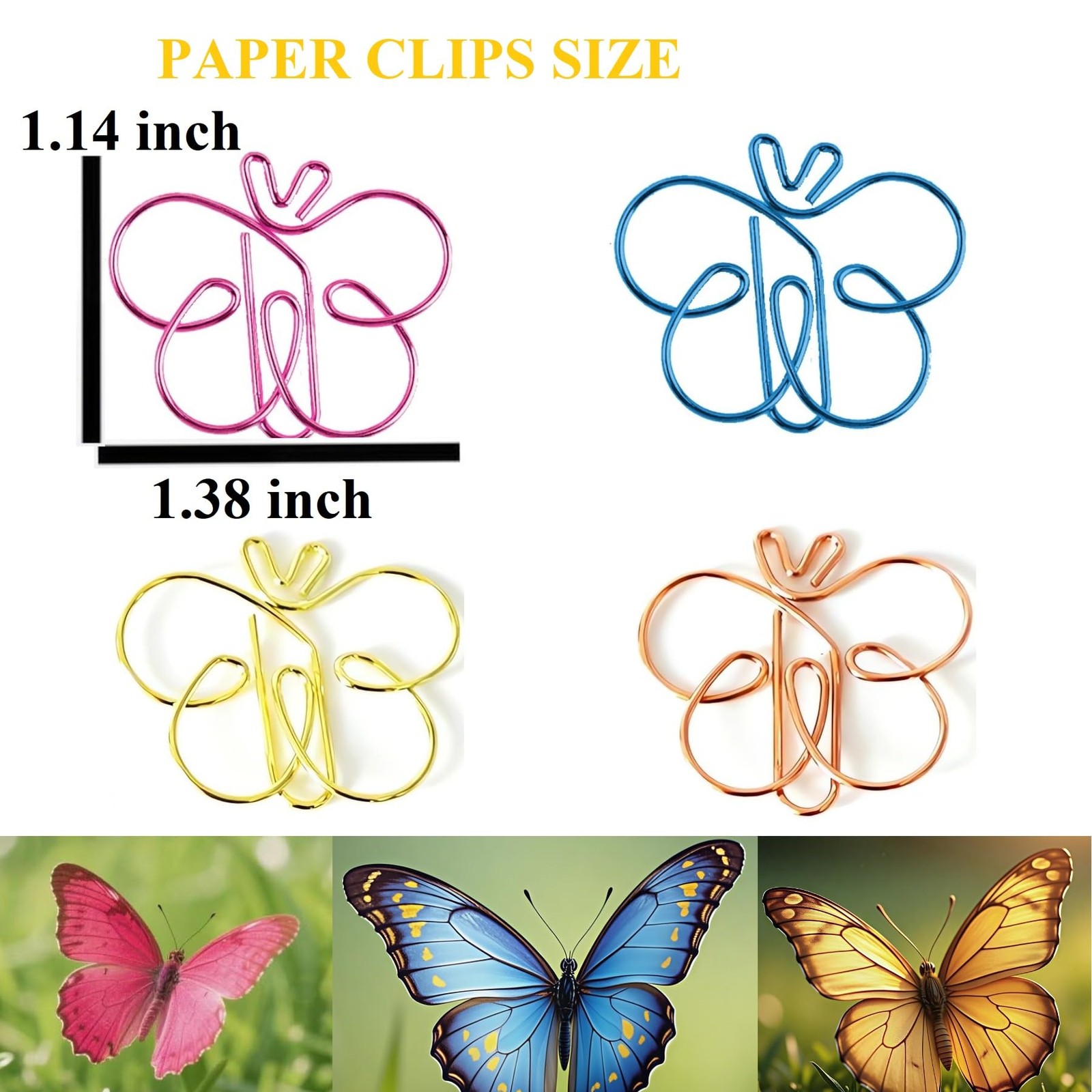 40 Pcs Metal Butterfly Shaped Paper Clips Set – Cute Office Supplies for Scho…