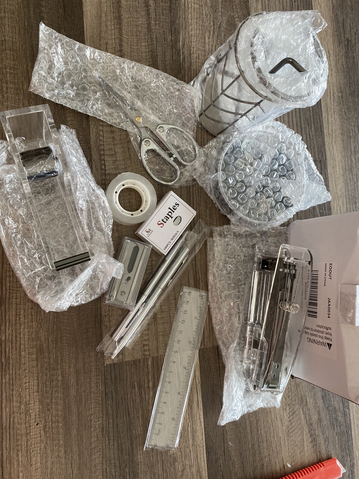 EOOUT Desk Accessories, Office Supplies and Accessories Set, Acrylic Stapler/ Ad