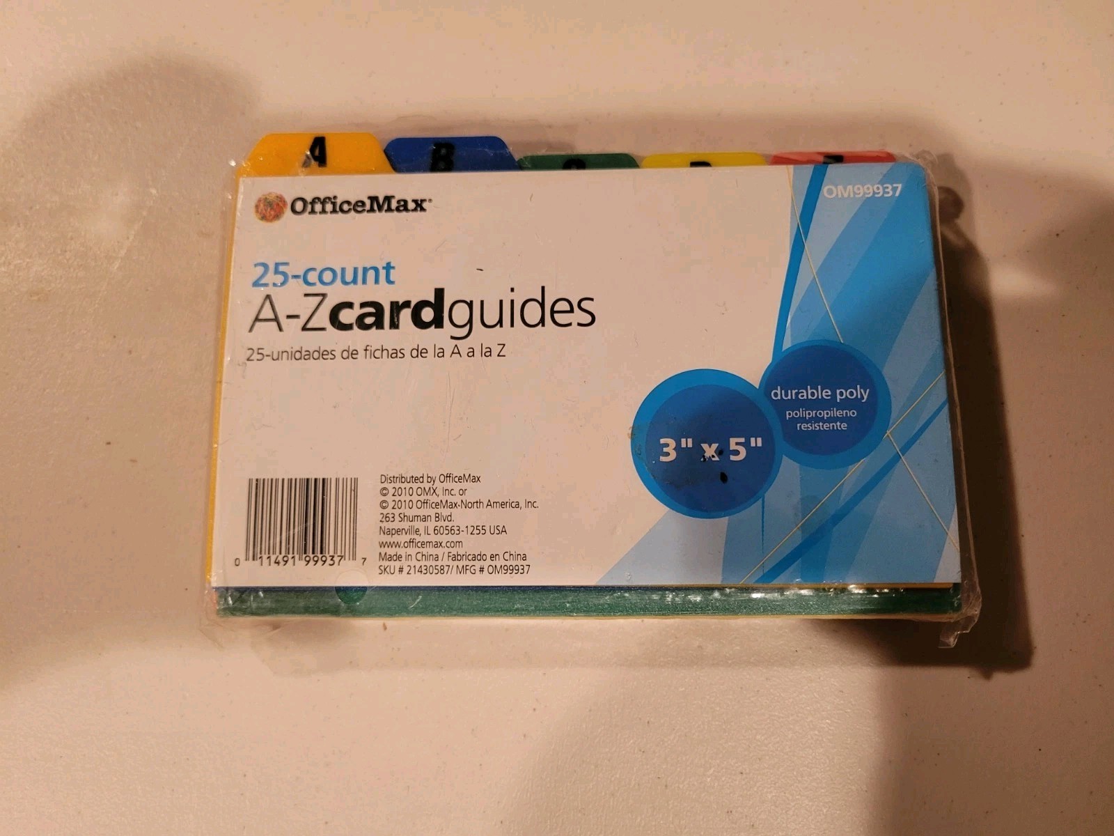 Office Max A-Z Durable Poly Card Guides 3″ x 5″ Office Organizer Card Set (NISP)