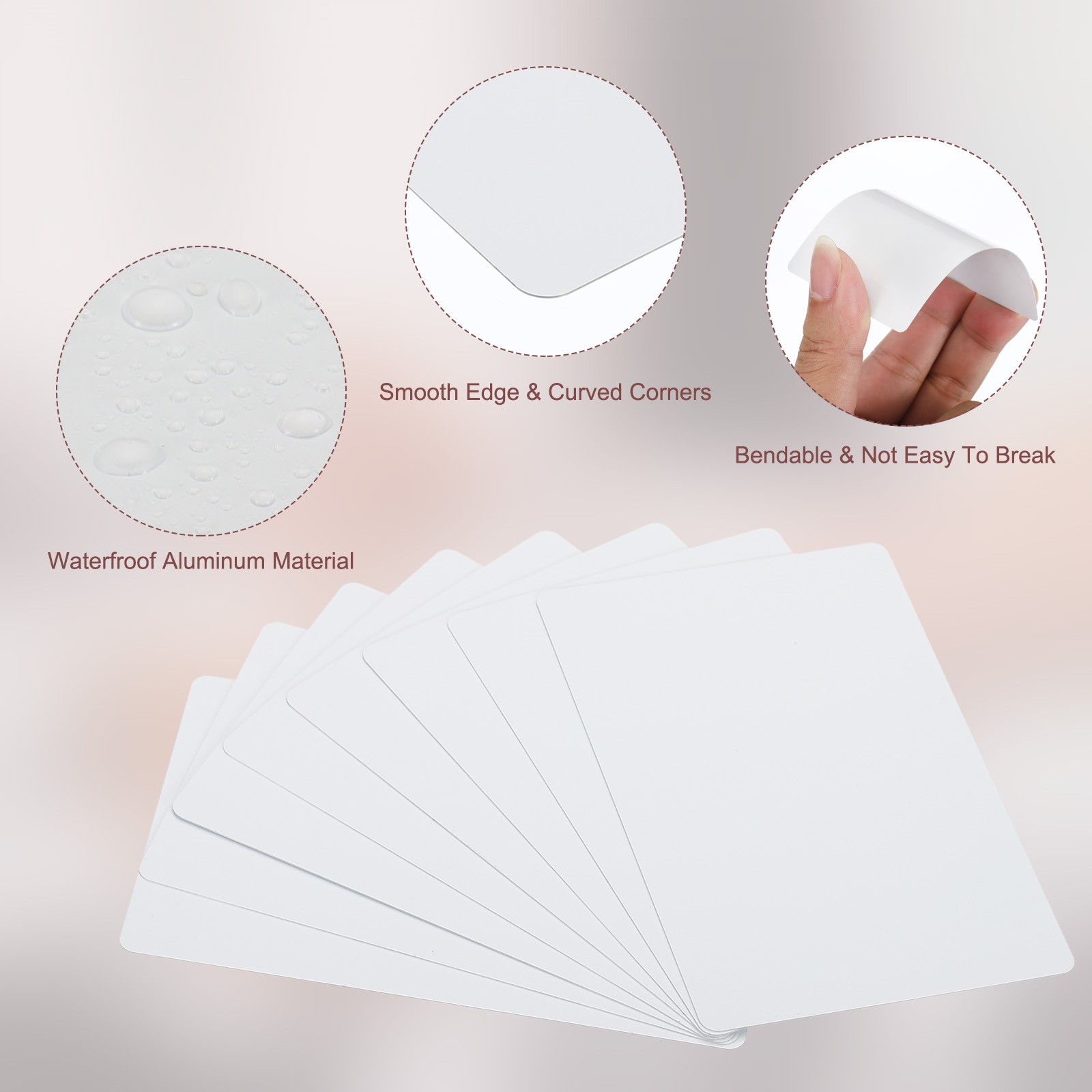 300 Pack 0.21mm Thick 3.4″x2.1″ Sublimation Metal Business Cards Blank, White