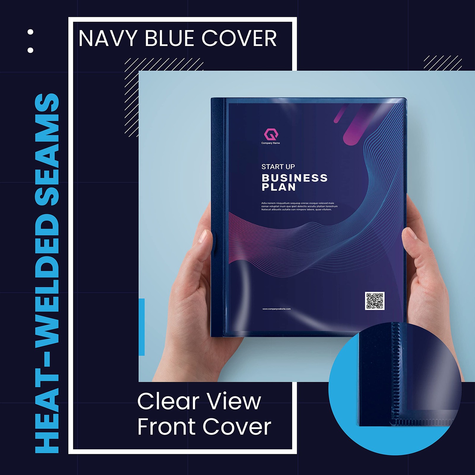 Better Office Products 12 Pocket Bound Presentation Book, Blue with