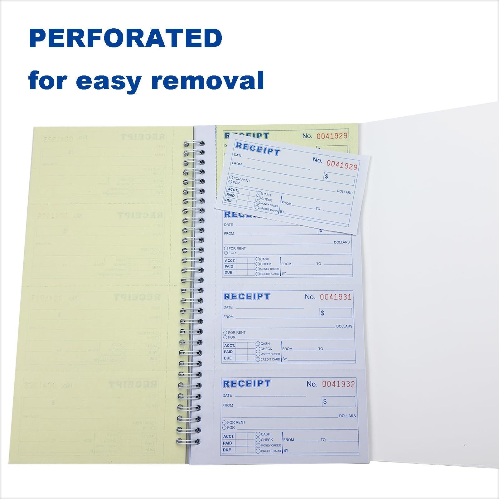 Money and Rent Receipt Book 2-Part Carbonless 5-1/2 x 11 Spiral Bound 200 Set…