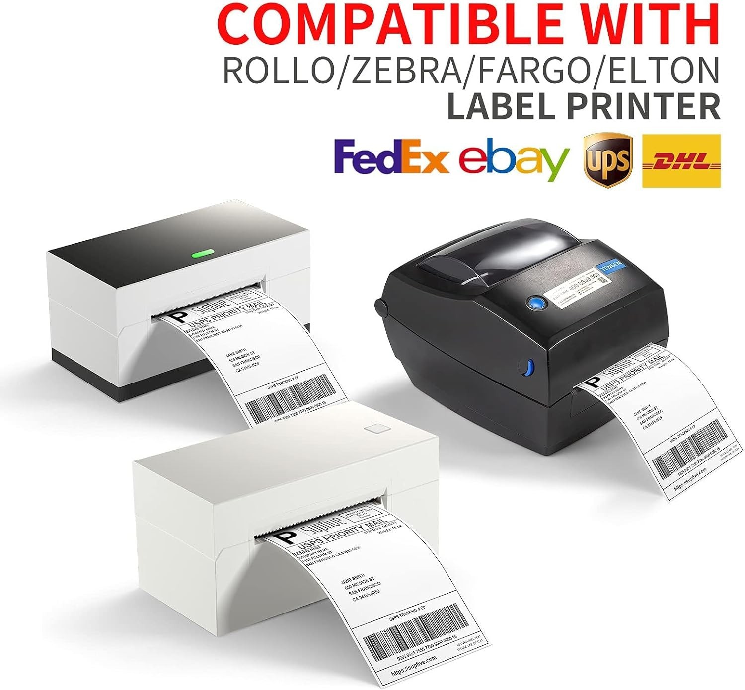 4×6 Fanfold Direct Thermal Mailing Shipping Labels Perforated for Zebra & Rollo