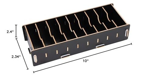 DIY Wood Business Card Organizer with Dividers – 9 11x4x2.4in, Black