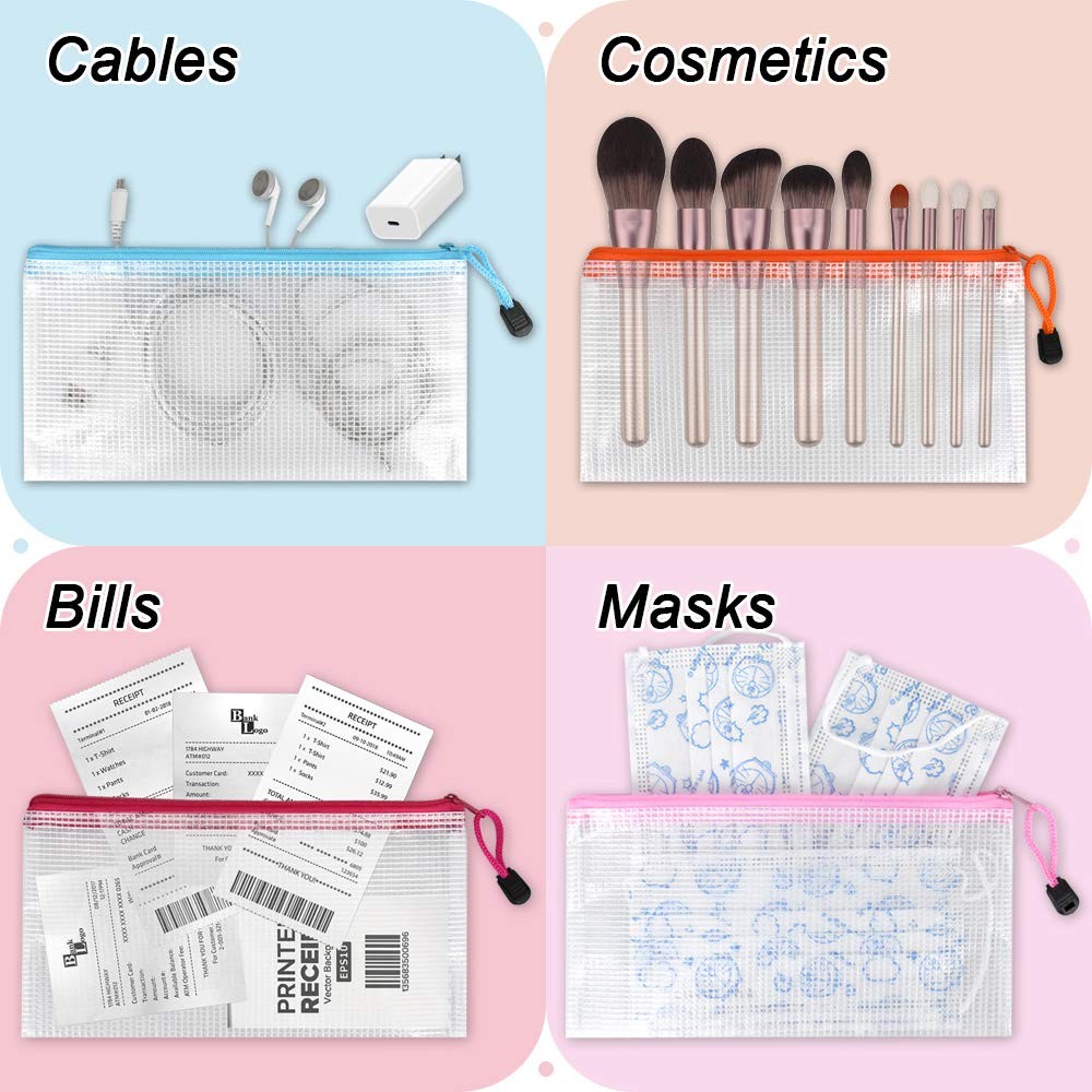 Pencil Pouches Bulk, 9.2 x 4.7 in (12 Colors, 36 Packs), Mesh Zipper Pouch Pe…