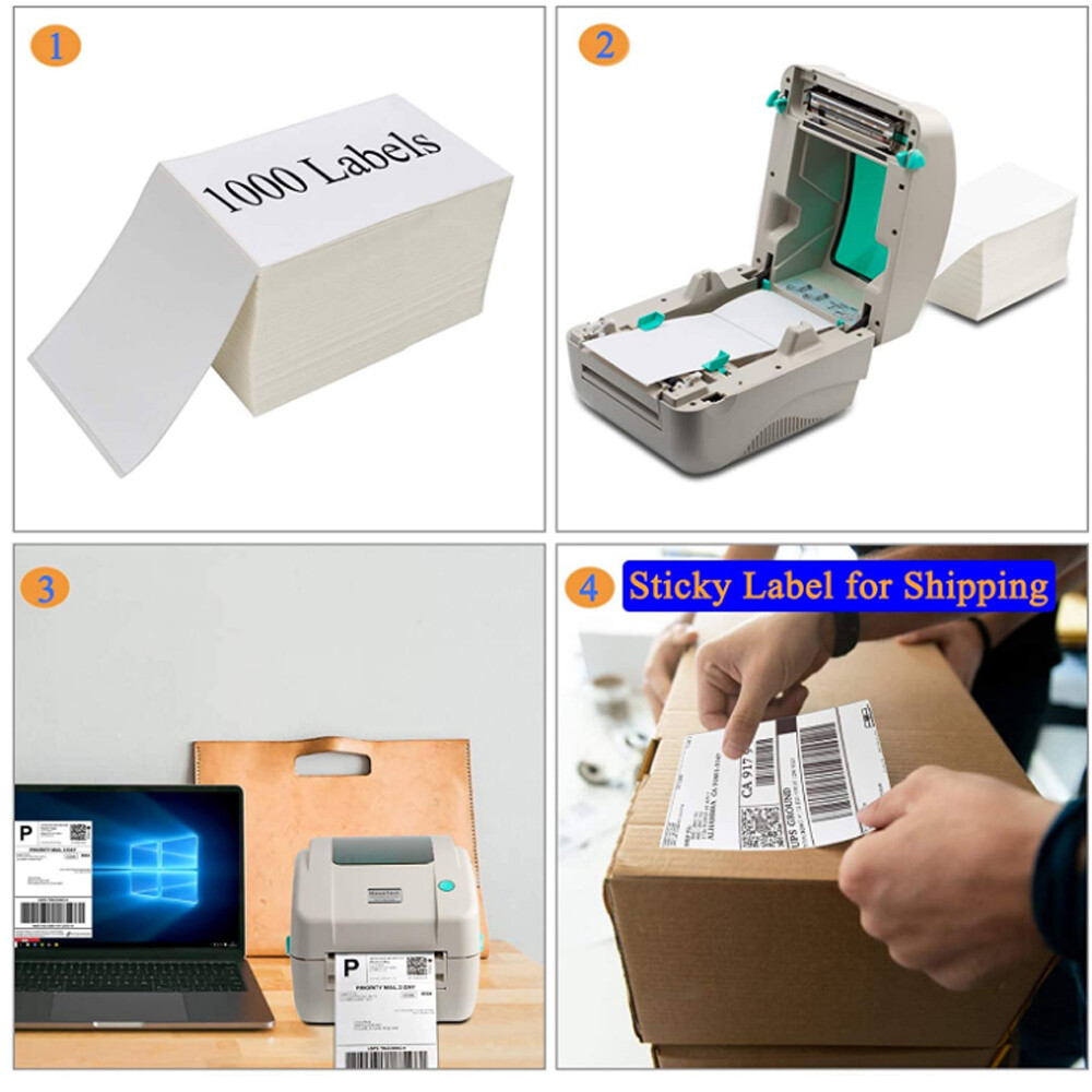 4×6 Fanfold Thermal Labels Direct Shipping Label for Zebra & Rollo Printers US