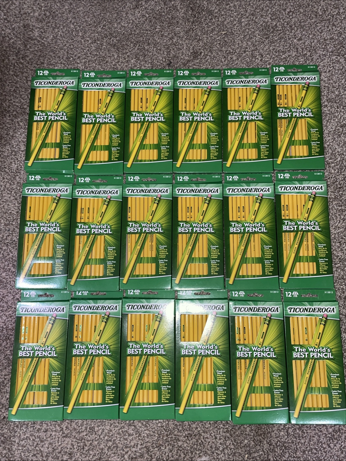 18 Box’s Ticonderoga #2 Graphite Pencils – Yellow, 12 Per Pack, 216 Pencils