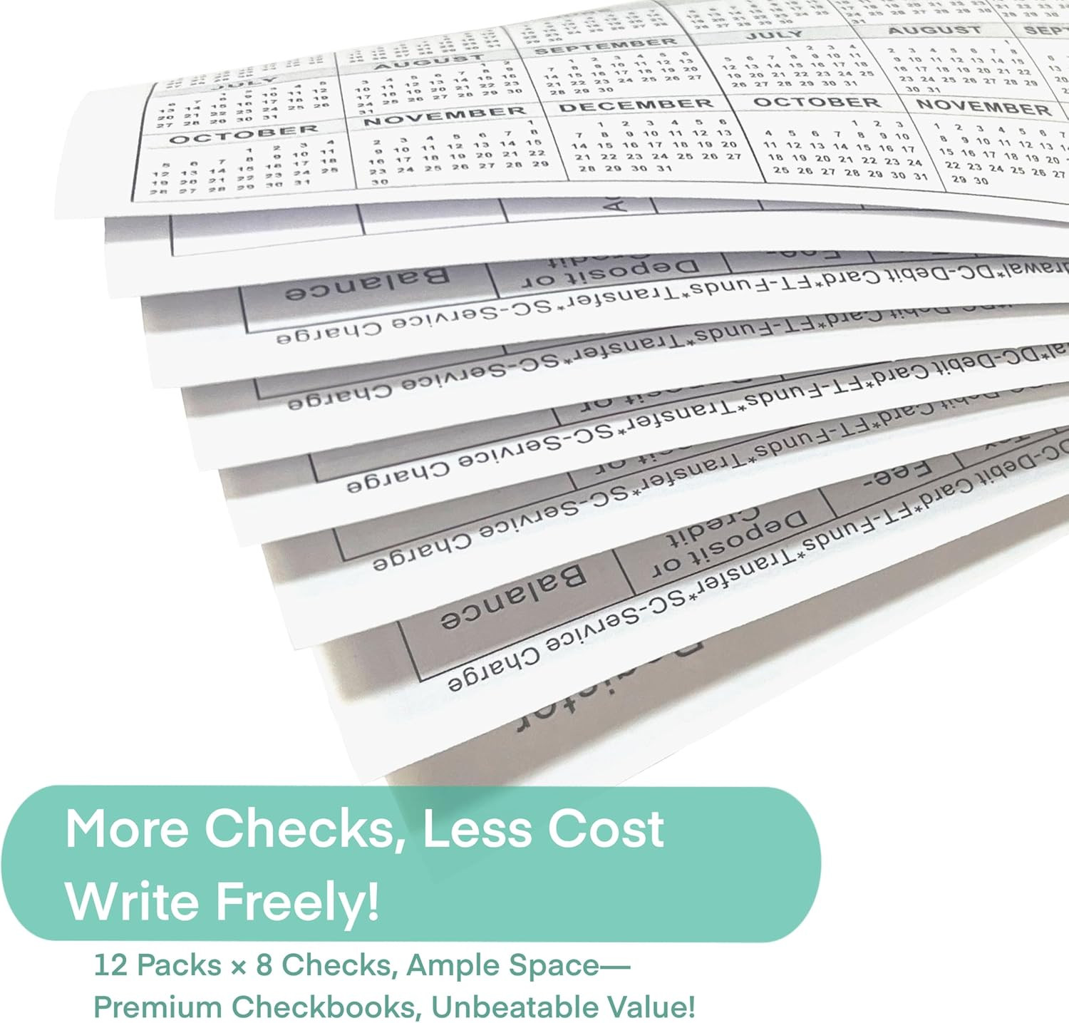 6″ x 3″ Blank Check Registers for Personal or Business Banking – Pack of 12