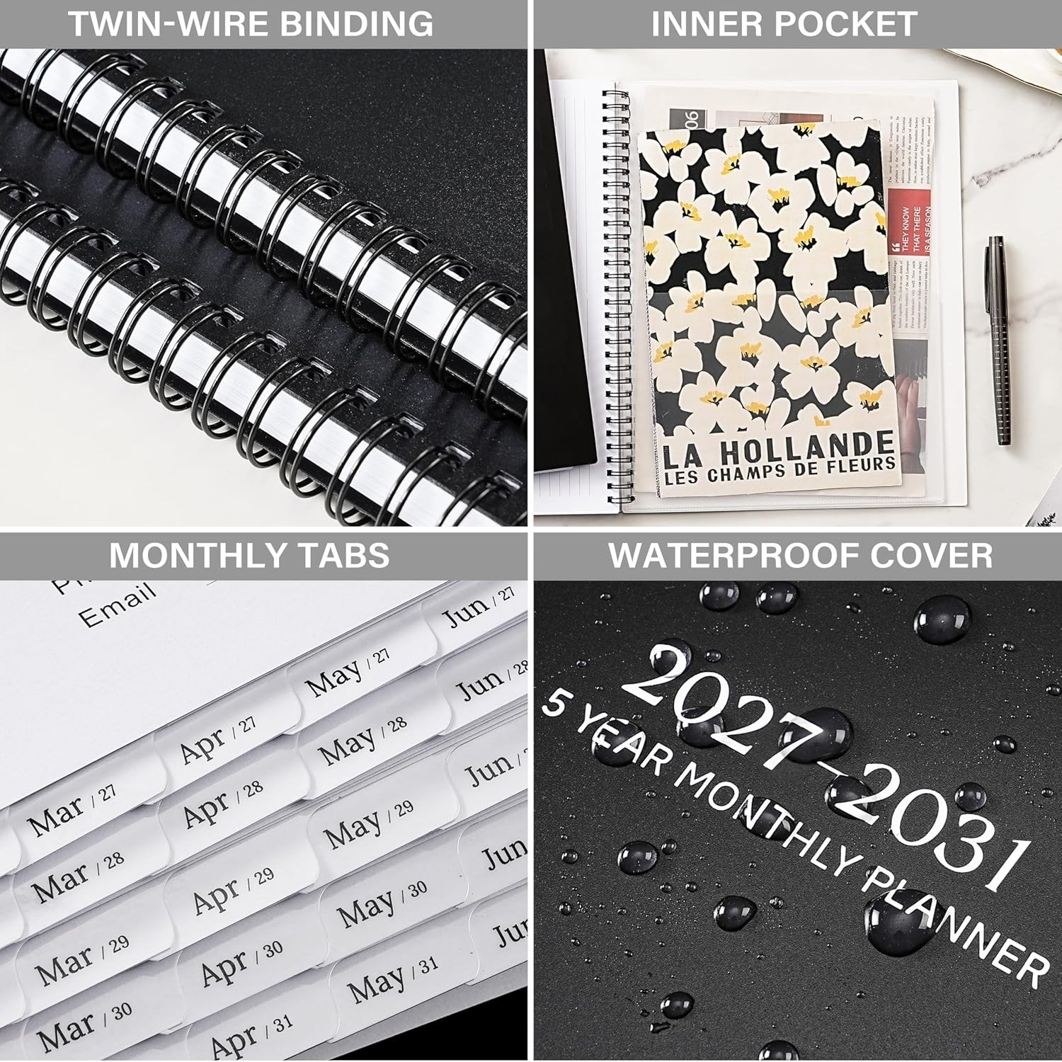 Polypropylene Cover 2027-2031 Monthly Planner – 9″ x 11″