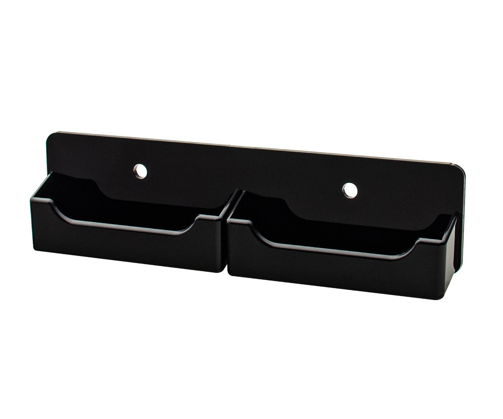 Black 2 Pocket Horizontal Business Card Holder Wall Mount Hanging Acrilyc
