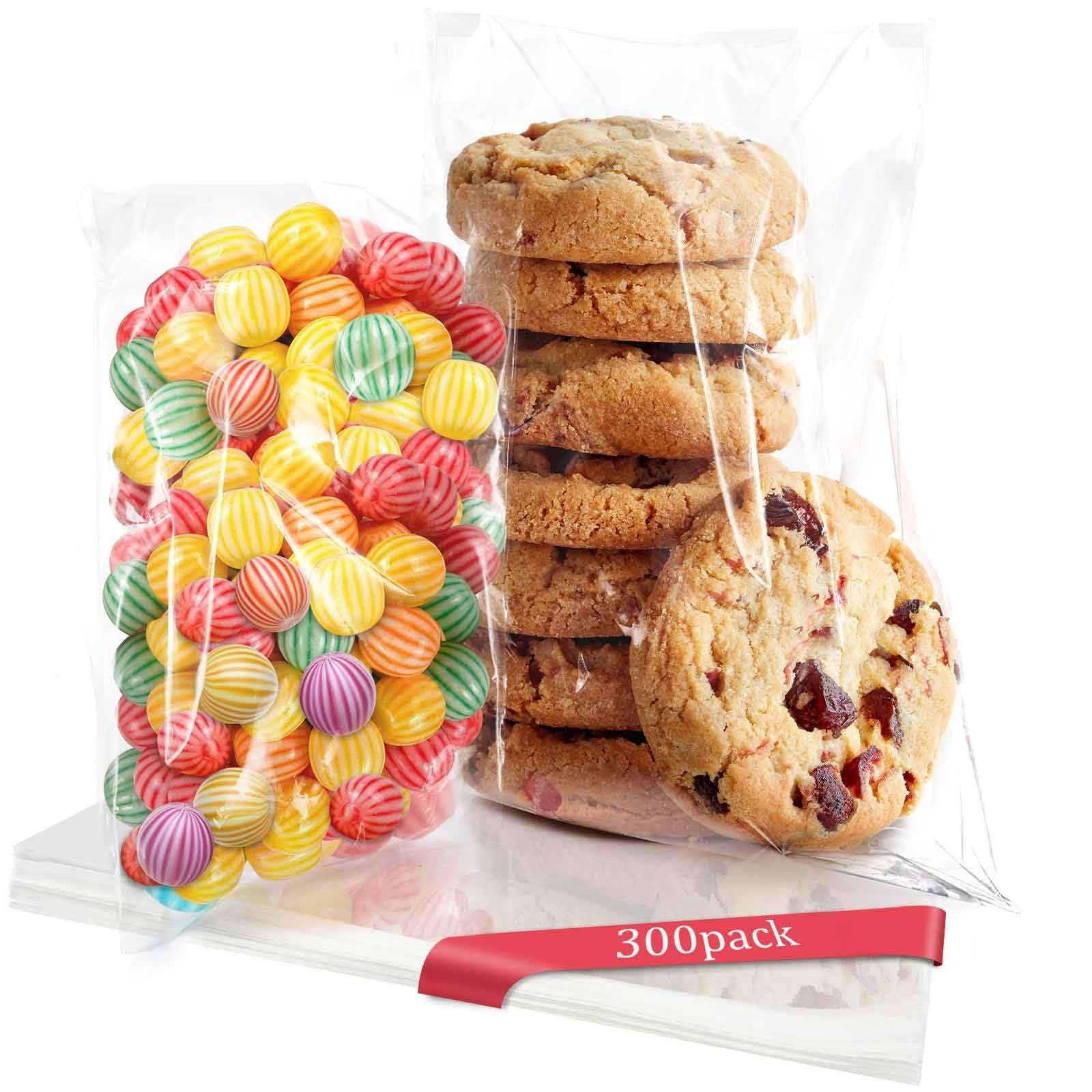 300 PCS Clear Cellophane Cookies Bags Self Sealing with 4×6″（150 PCSʌ